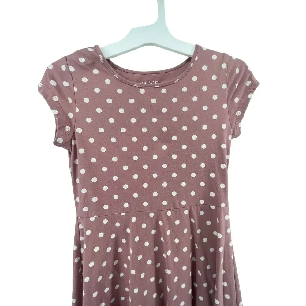 The Children's Place Girls Mauve Polka Dot Dress Youth Size Large 10/12 - Picture 3 of 7